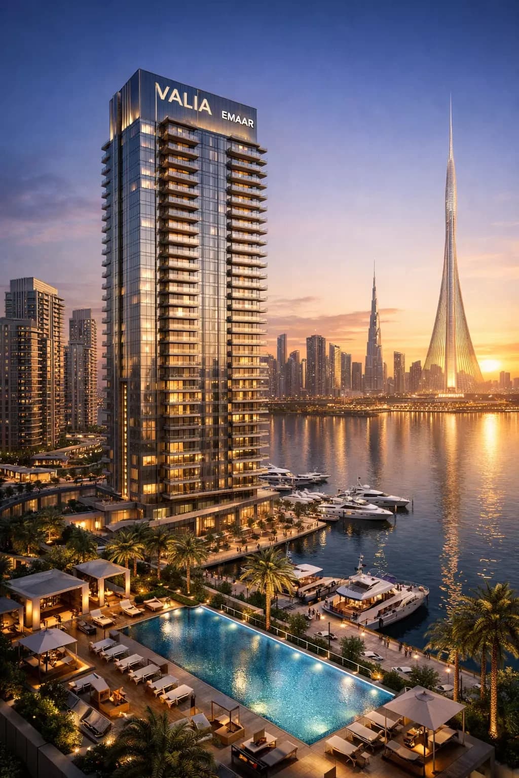 Luxury penthouse interior overlooking the Dubai skyline